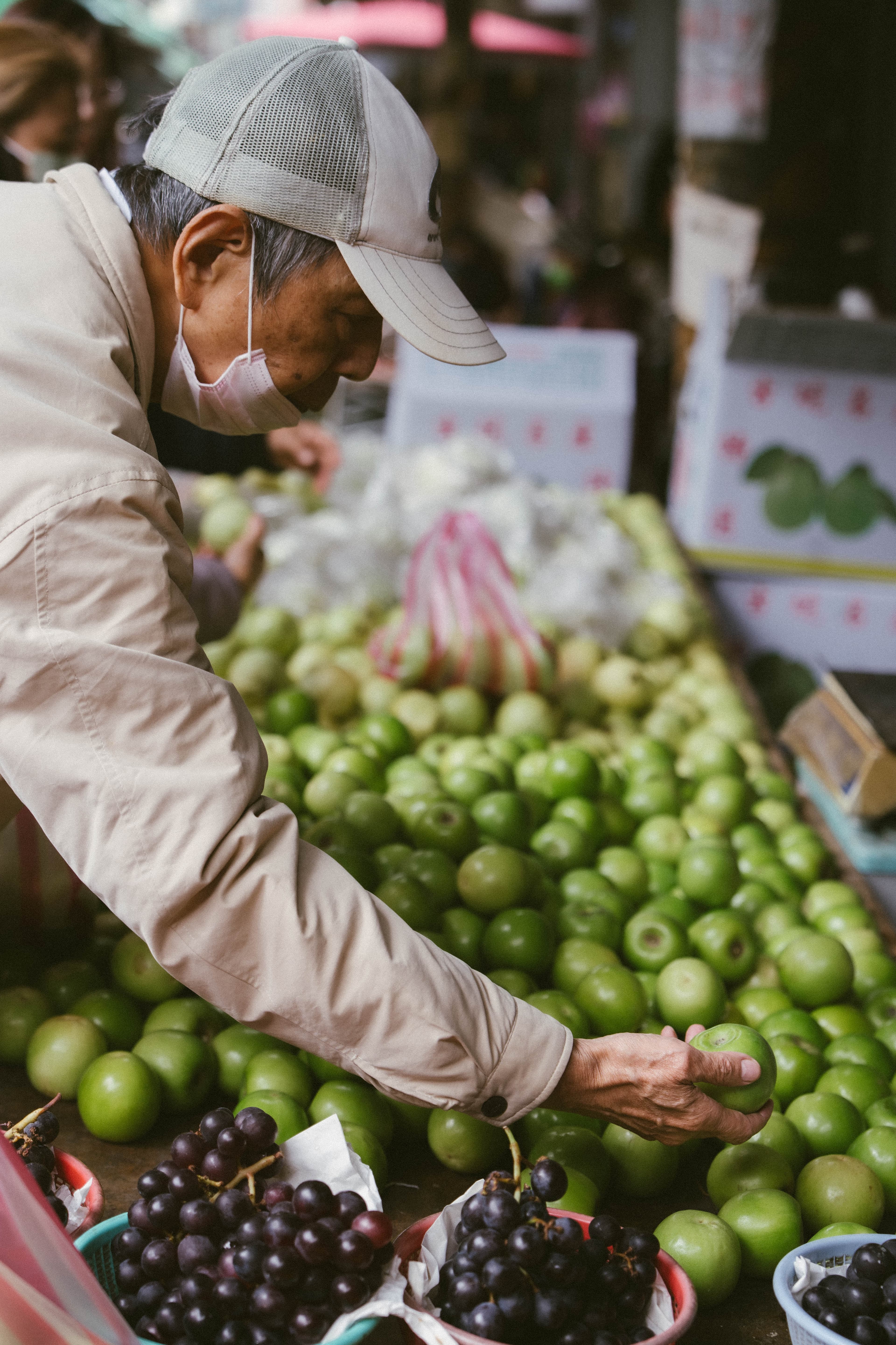 man selecting fruit